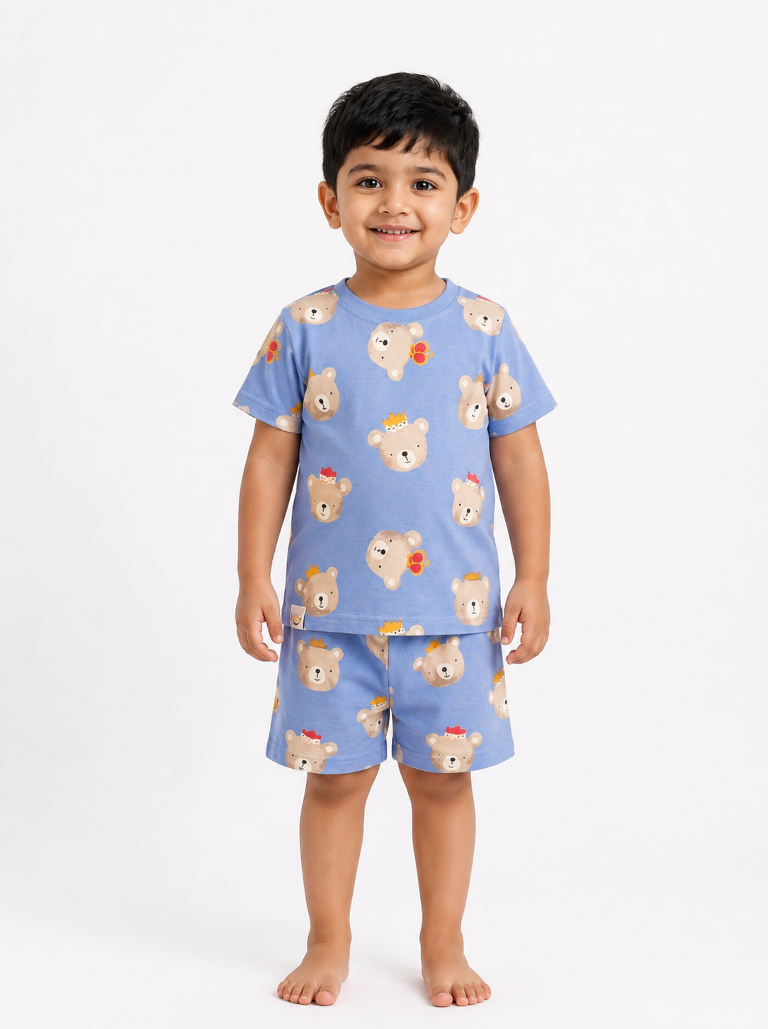 Bear Print Half Sleeve T-Shirt with Shorts - Mamadada