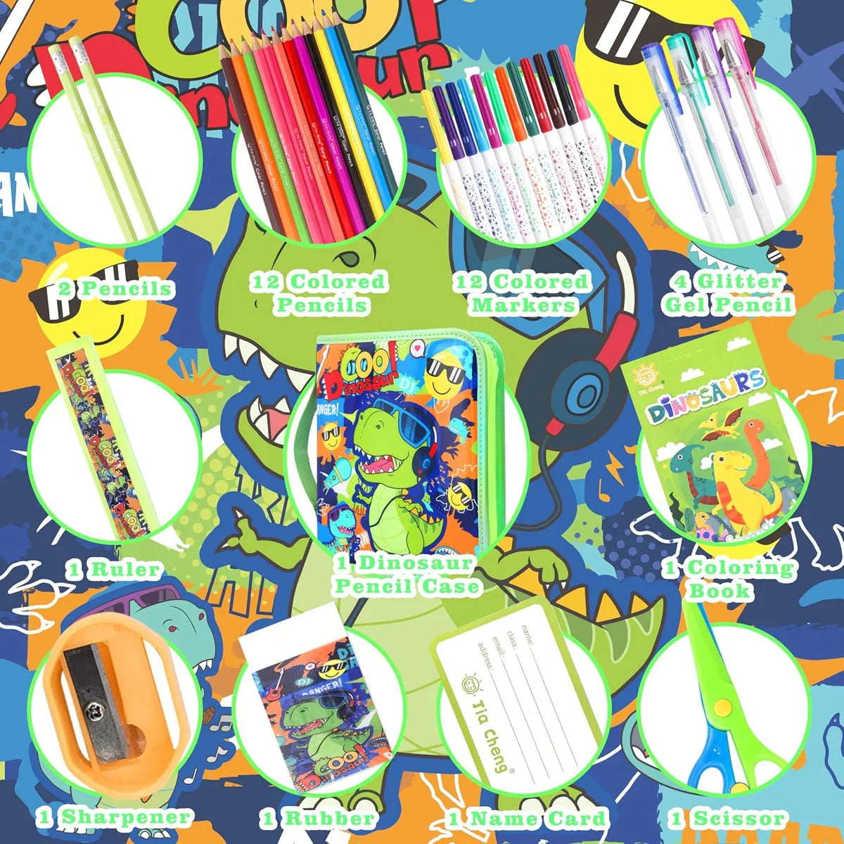 Kids Art & Coloring Kit with Zipper Pouch