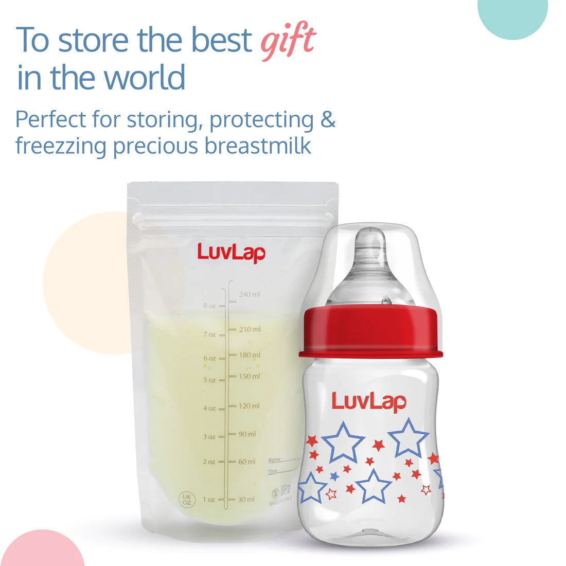 LuvLap Manual Breast Pump + 25 Pcs Breast Milk Storage Bags (Combo Pack)