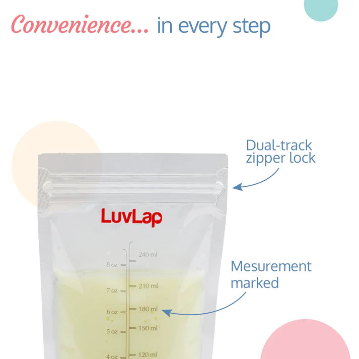 LuvLap Manual Breast Pump + 25 Pcs Breast Milk Storage Bags (Combo Pack)