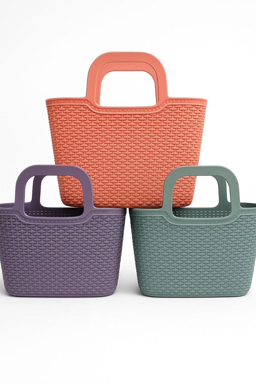 Woven Texture Plastic Baskets – Trendy & Practical - Mamadada
