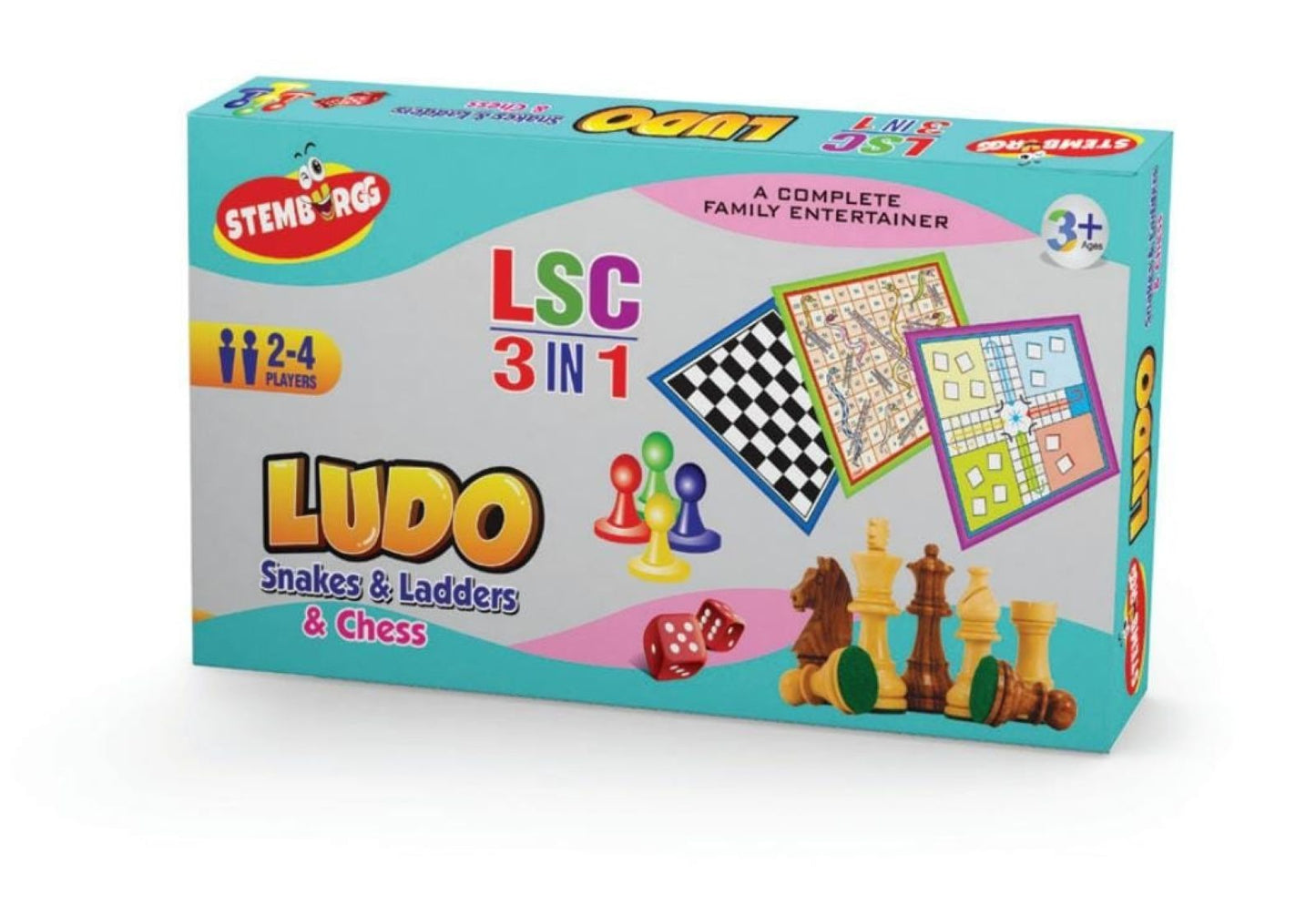 LSC 3-in-1 Board Game Set (Ludo, Snakes & Ladders & Chess)