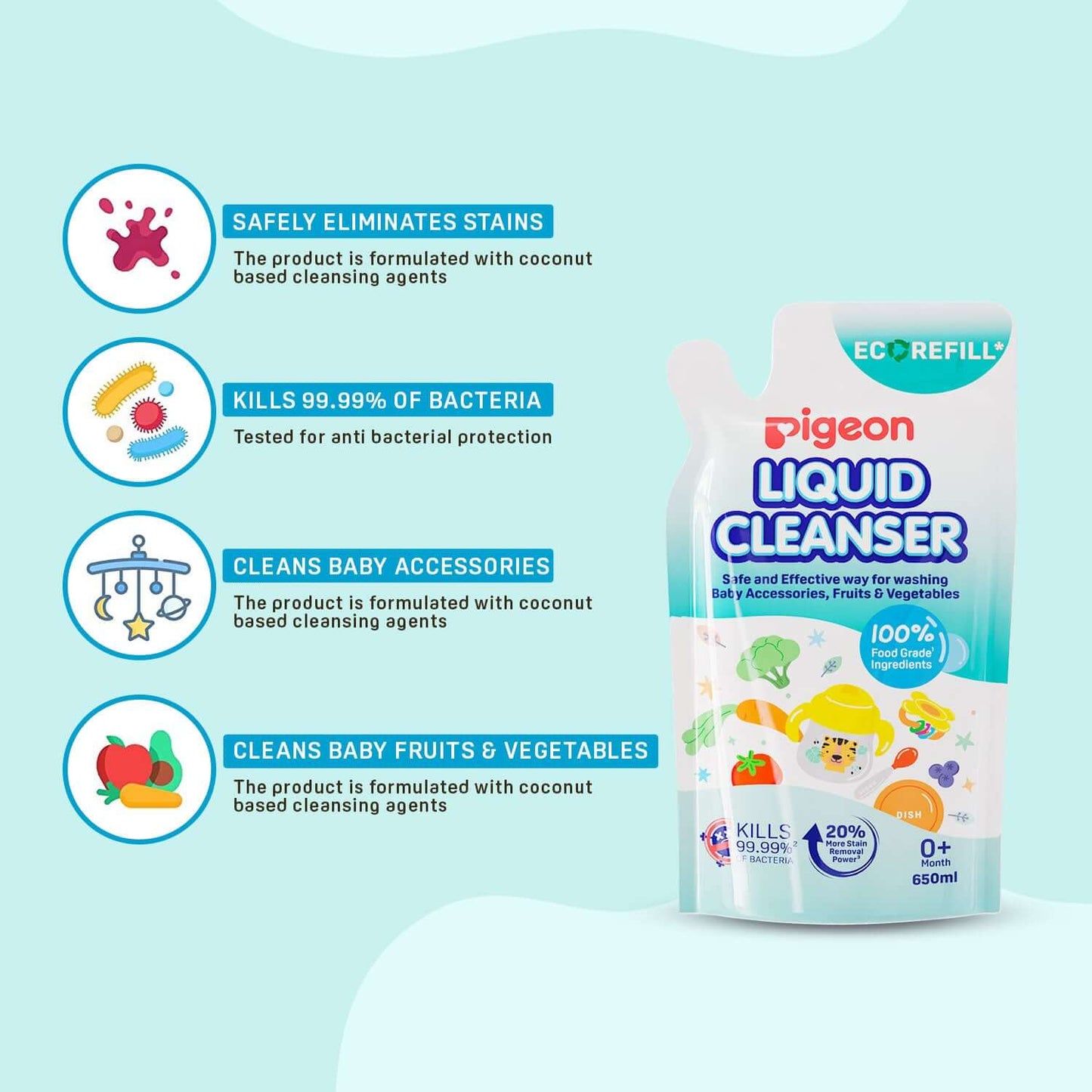 Pigeon Liquid Cleanser Regular 650ml Refill - Mamadada