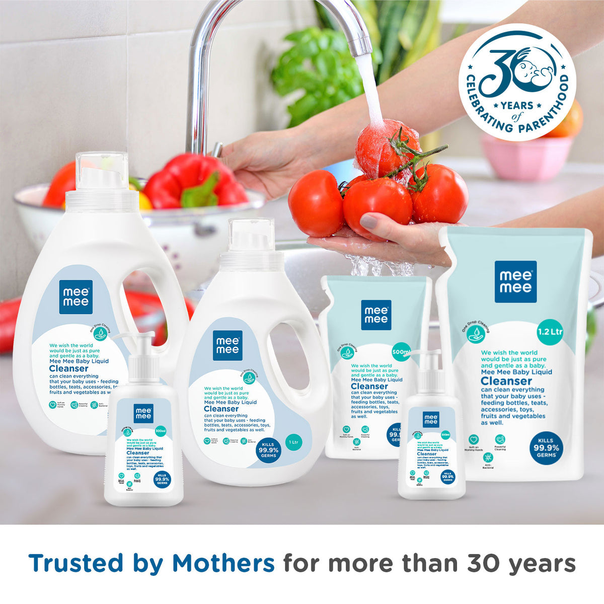 Mee Mee Anti-Bacterial Baby Liquid Cleanser Refill Pack 1.2L – Gentle Baby Laundry Detergent
