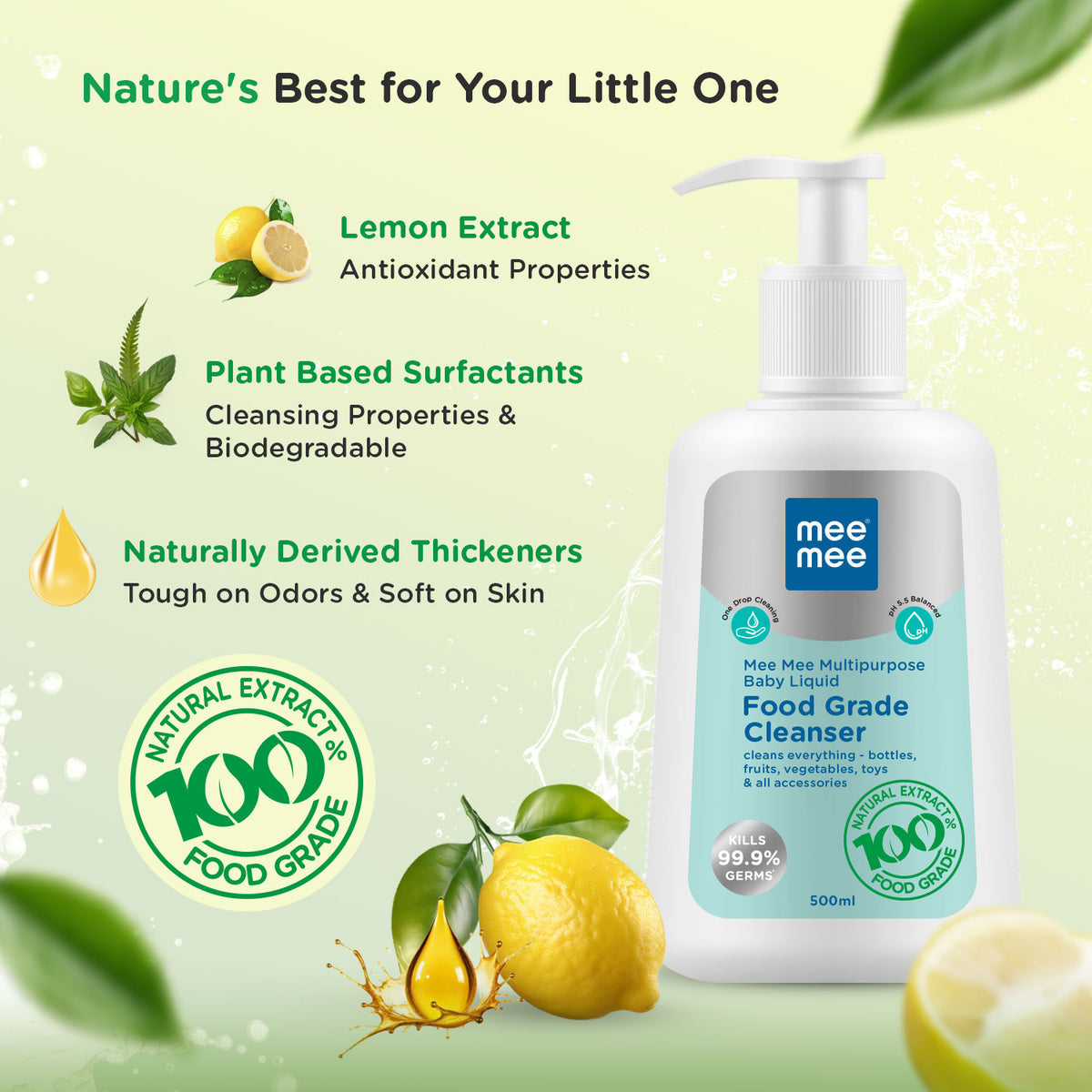 Mee Mee Multipurpose Baby Liquid Cleanser – 500ml | Food-Grade & Gentle - Mamadada