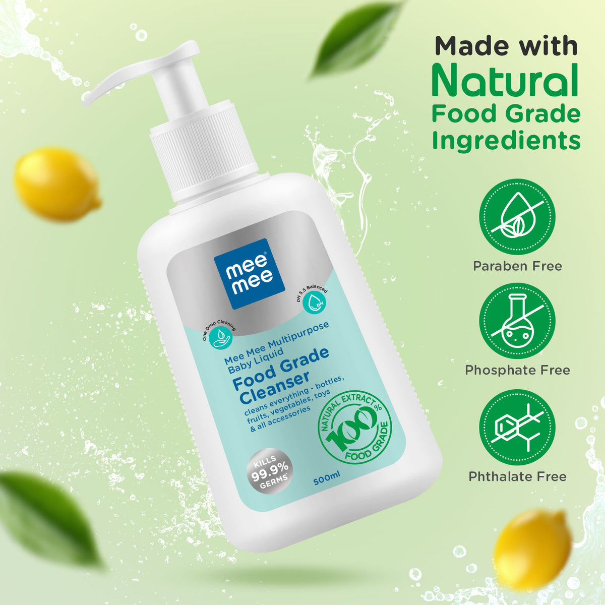 Mee Mee Multipurpose Baby Liquid Cleanser – 500ml | Food-Grade & Gentle - Mamadada