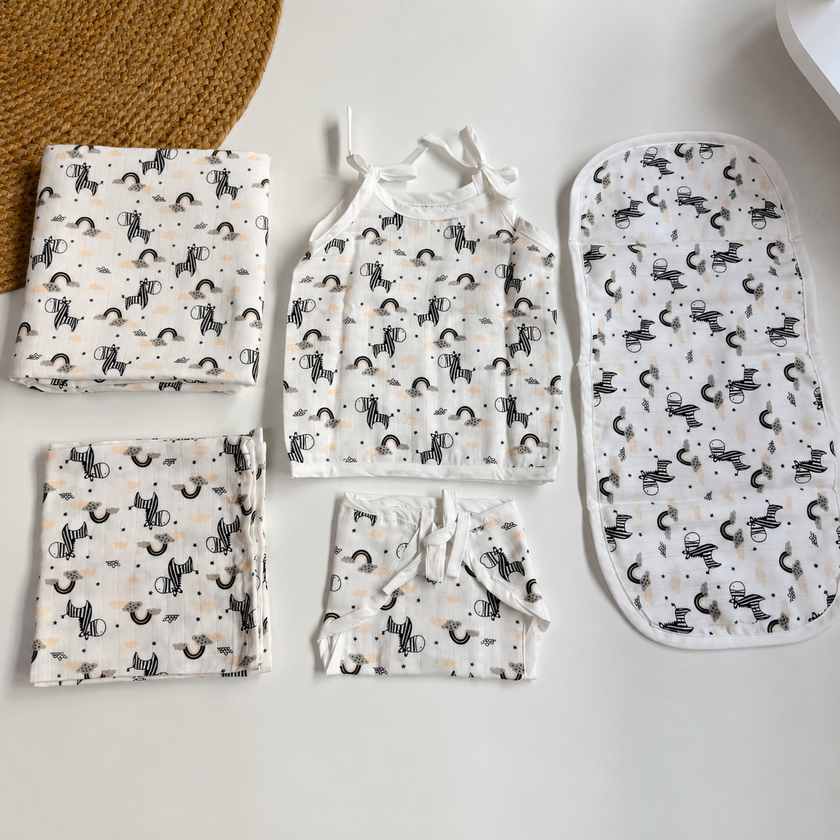 Newborn Baby Cotton Gift Set with Muslin Essentials