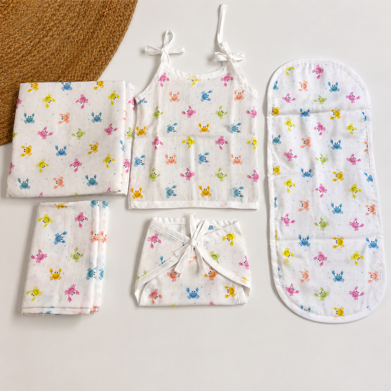 Newborn Baby Cotton Gift Set with Muslin Essentials