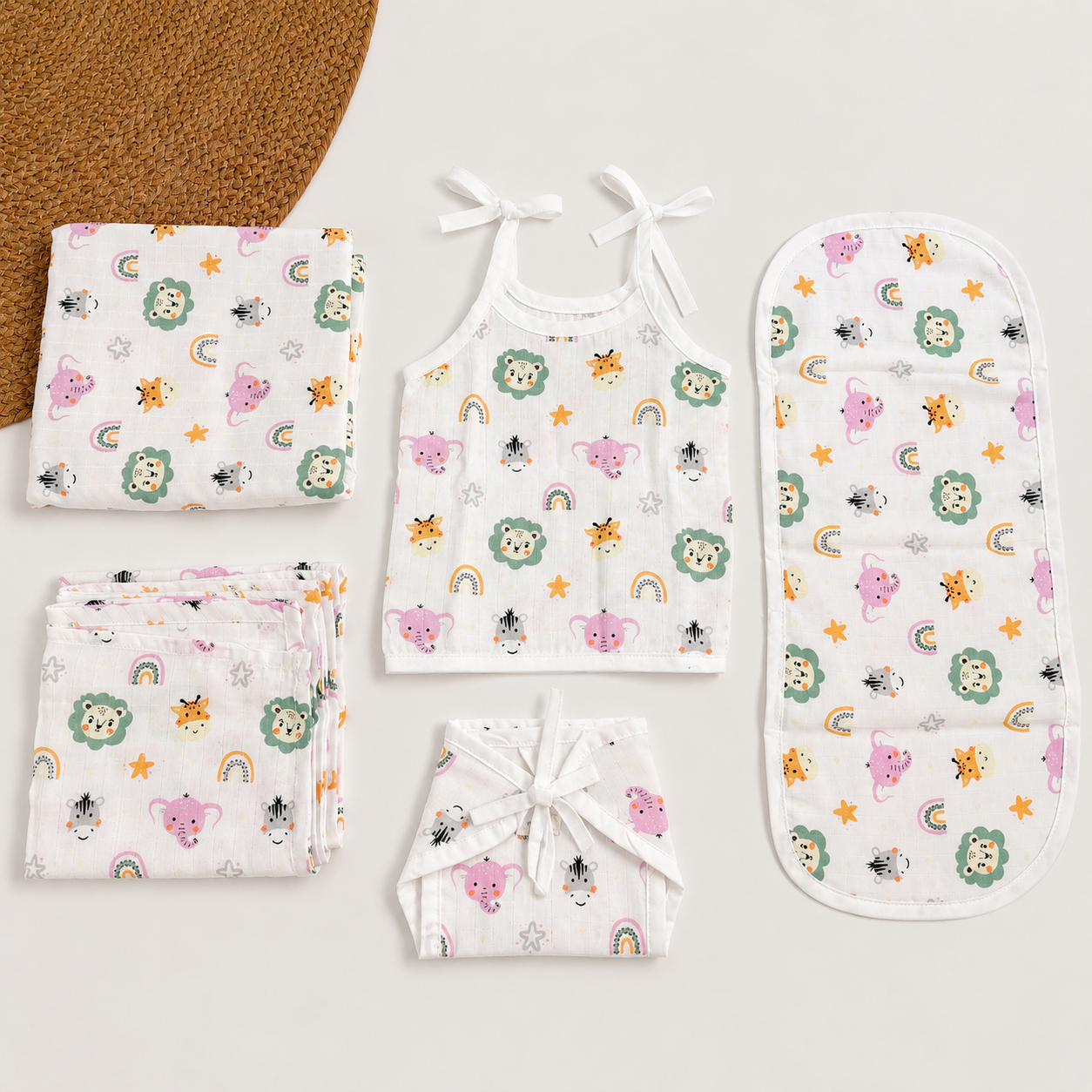 Newborn Baby Cotton Gift Set with Muslin Essentials