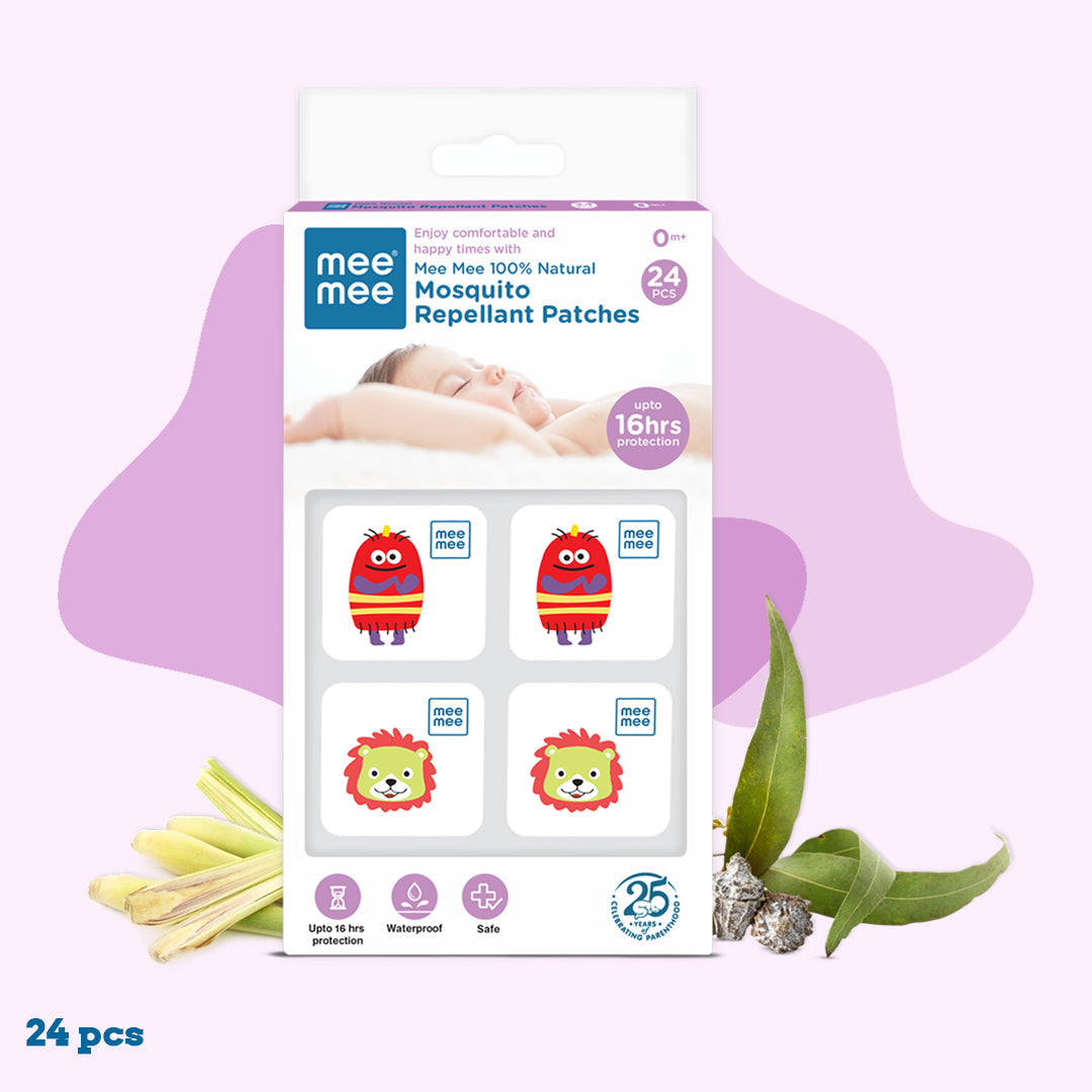 Mee Mee 100% Natural Mosquito Repellant Patches – 24 Pcs | Up to 16 Hrs Protection - Mamadada