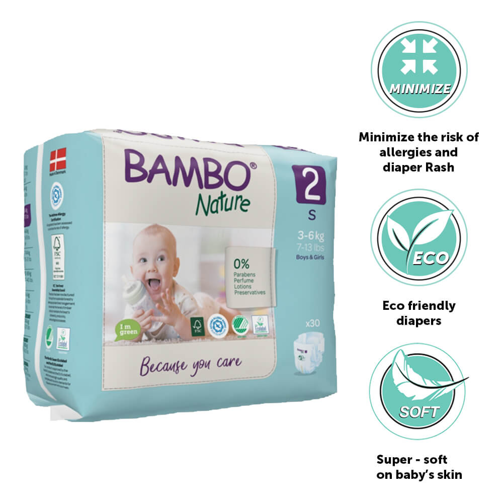 Bambo Nature Eco-Friendly Baby Diapers – Size 2 (S) - Mamadada