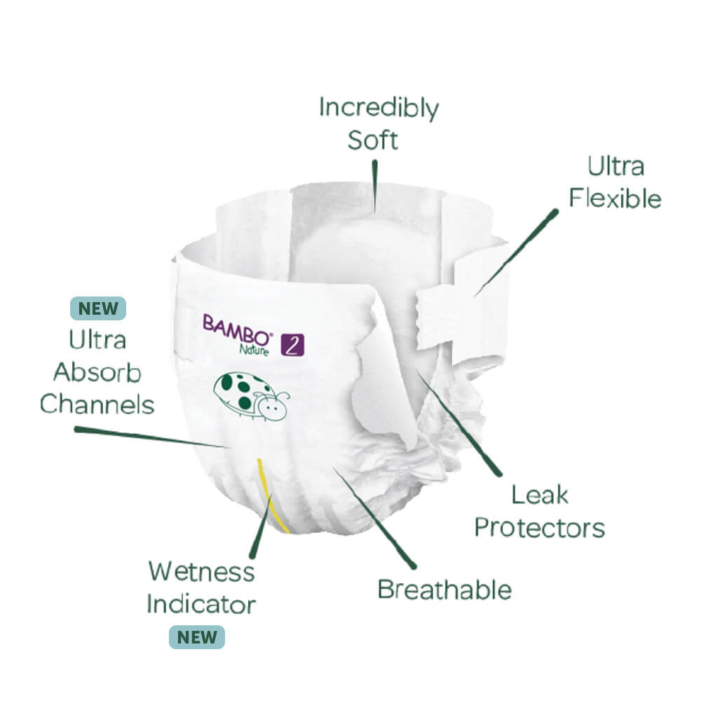 Bambo Nature Eco-Friendly Newborn Diapers – Size 0 (XXS) - Mamadada