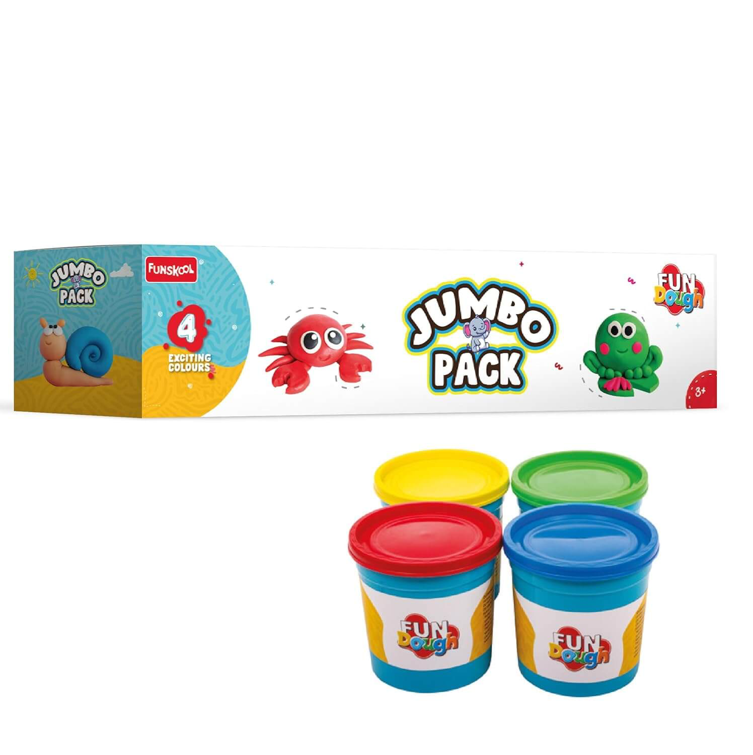 Funskool FunDough Jumbo Pack – 4 Exciting Colors