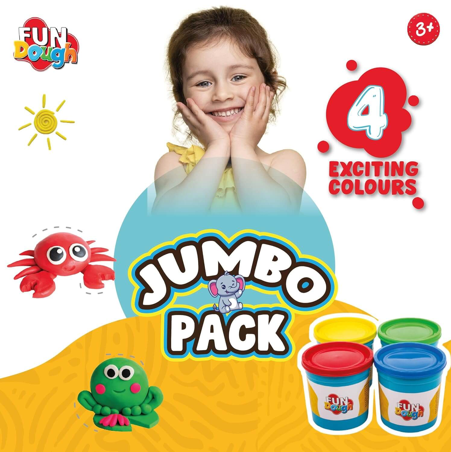 Funskool FunDough Jumbo Pack – 4 Exciting Colors