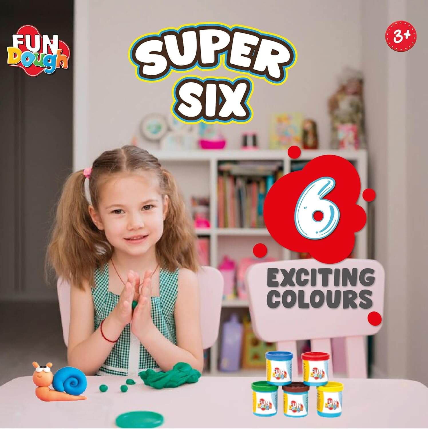 Funskool FunDough Super Six – 6 Tub Modeling Clay Set