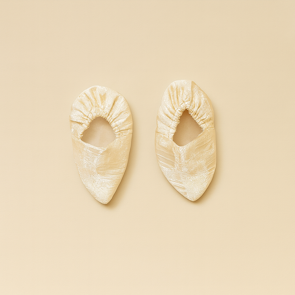 Cream Brocade Sherwani Set with Dhoti & Mojaris for Boys