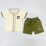Boys Cream and Olive “Surfer” Co-Ord Set