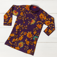 Royal Purple Floral Printed Kurta Set for Boys