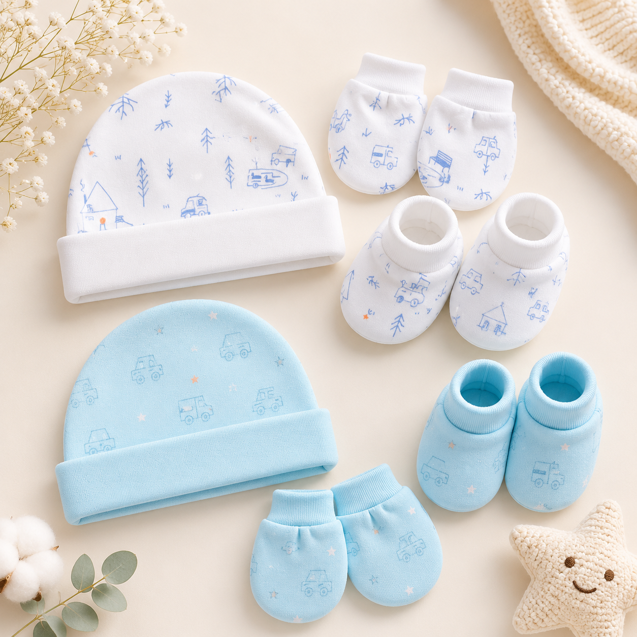 Cap,Mitten and Bottie set (Set Of 2) - Mamadada