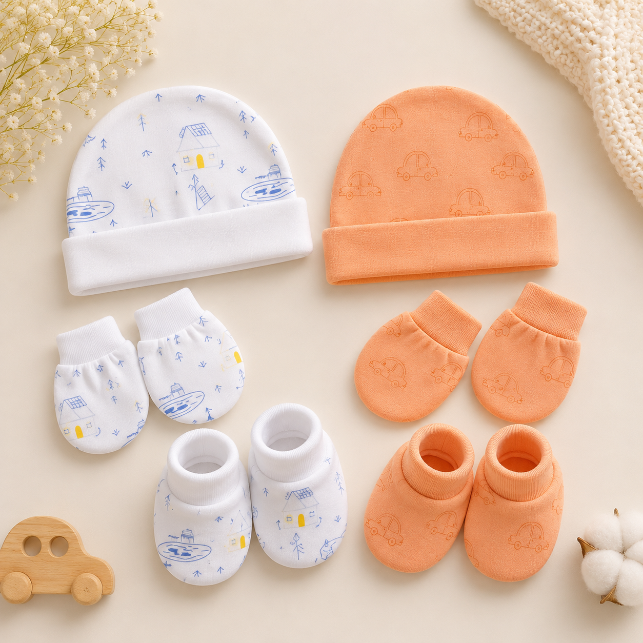 Cap,Mitten and Bottie set (Set Of 2) - Mamadada