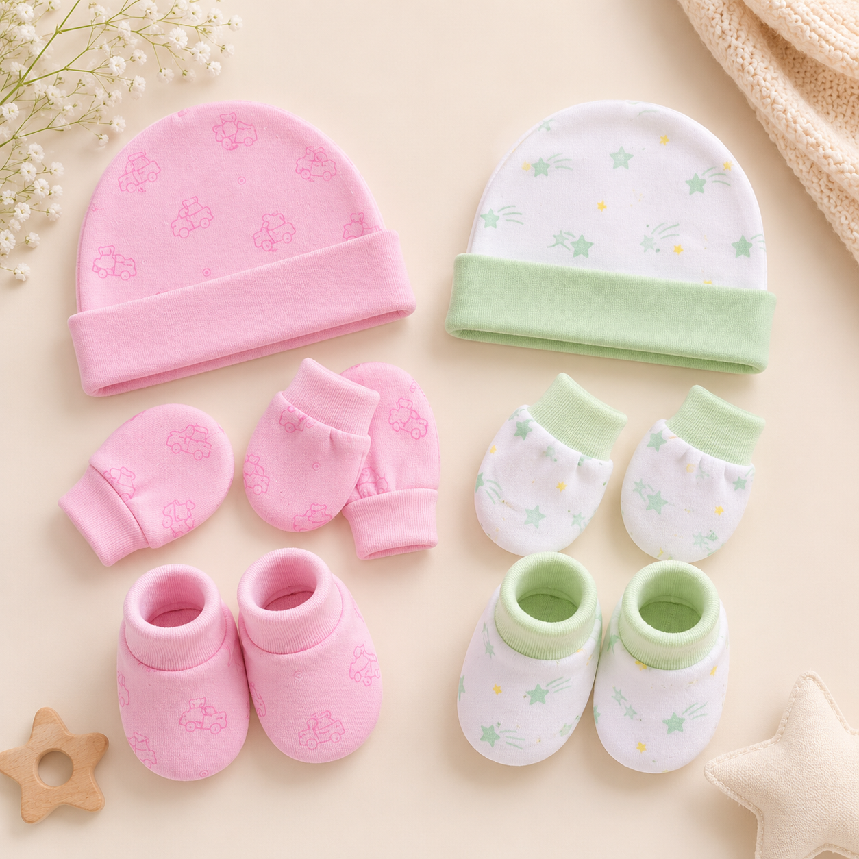 Cap,mitten and bottie set