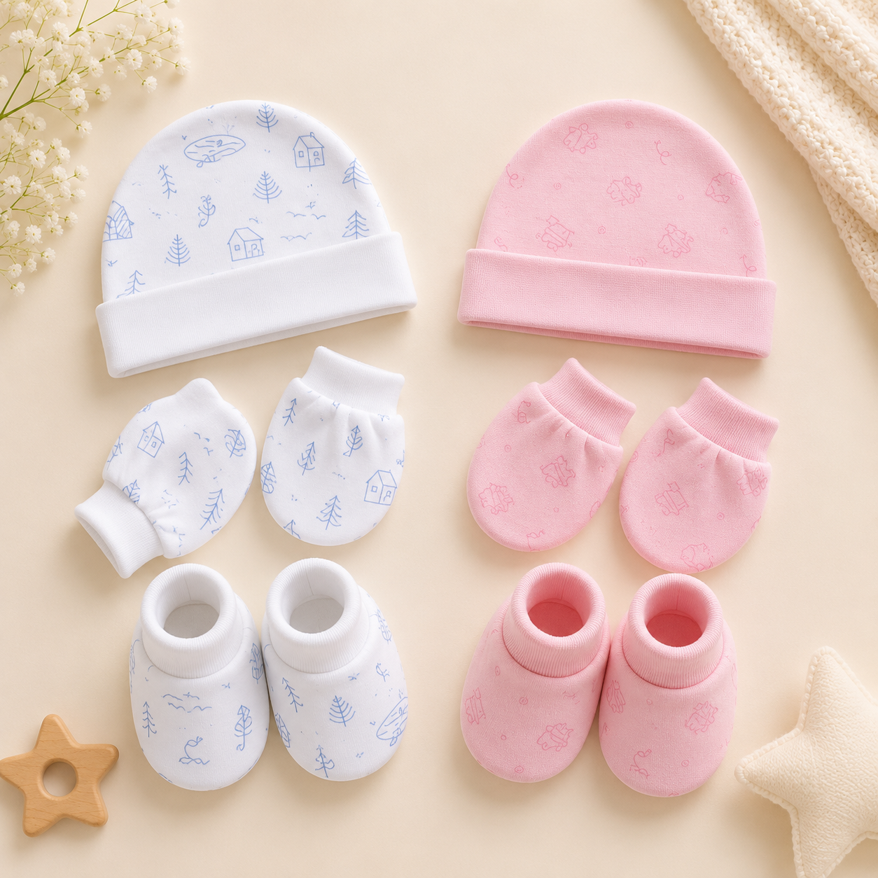Cap,Mitten and Bottie set (Set Of 2)