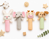 Cute Animal Plush Baby Rattle Toy Newborns & Infants (Pack of 4)