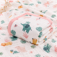 Muslin Baby Blanket with Cute Bear Print