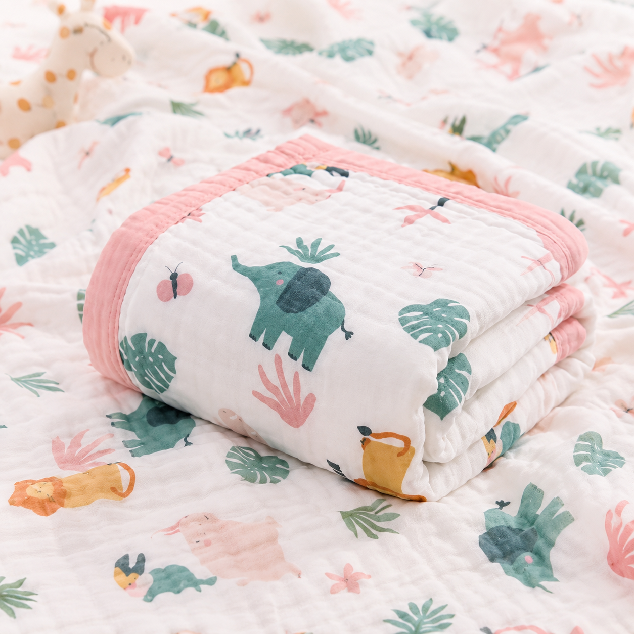 Muslin Baby Blanket with Cute Bear Print