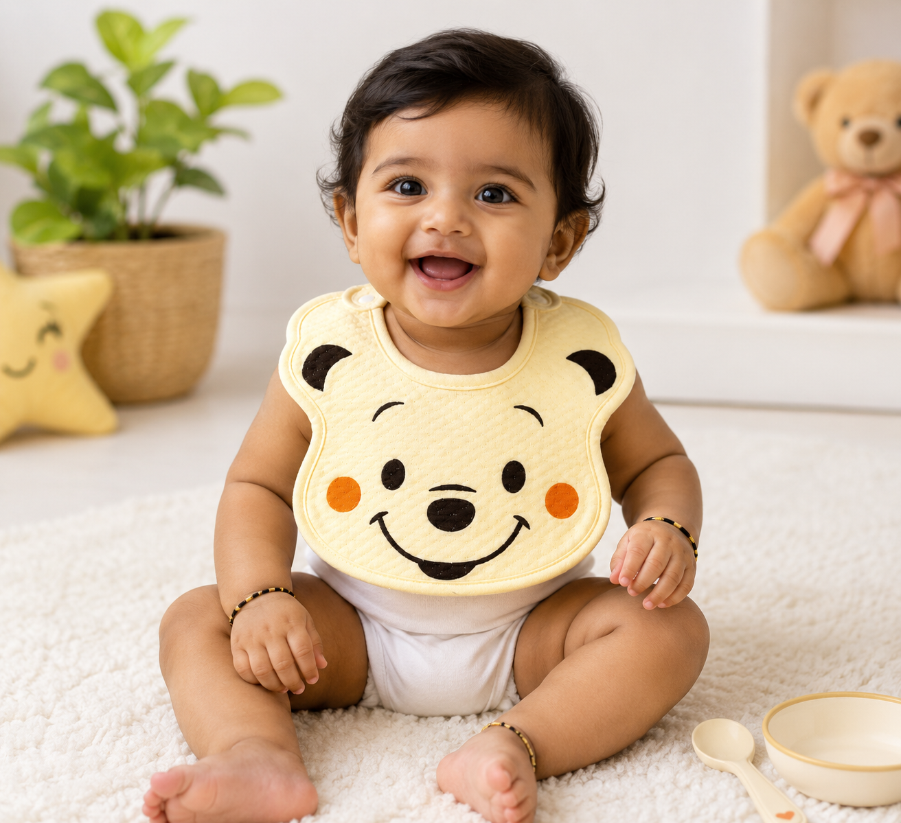 Cute Bear Baby Feeding Bibs Multicolor available (Single Piece)