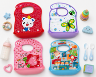 Waterproof Baby Feeding Bib with Food Catcher Pocket Multicolor available (Single Piece)