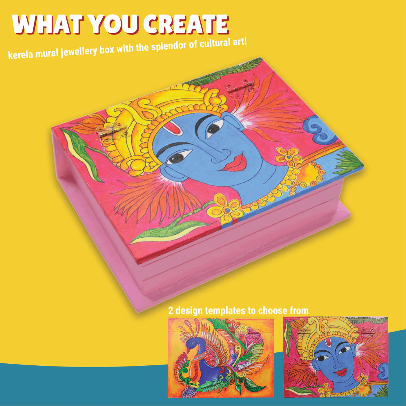 Kalakaram Make Your Own DIY Kerala Mural Jewellery Box Painting Kit