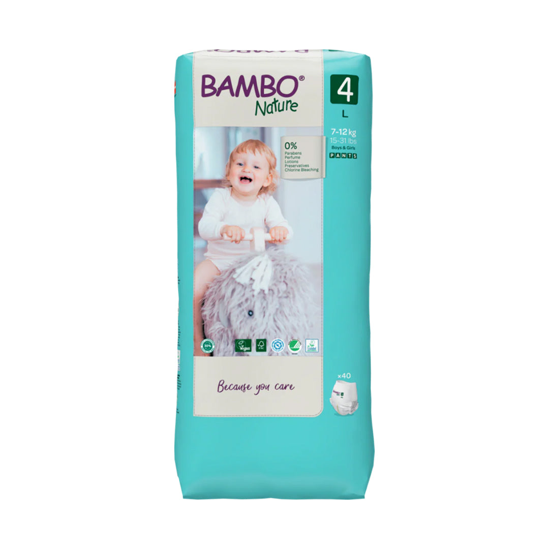 Bambo Nature Premium Baby Pants Diapers for Babies. Super Absorbent, Breathable, Extra Soft, Dermatologically Tested, Hypoallergenic Infant Nappies With Wetness Indicator