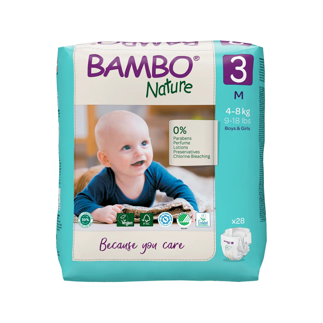 Bambo Nature Premium Baby Tape Diapers for Babies. Super Absorbent, Breathable, Extra Soft, Dermatologically Tested, Hypoallergenic Infant Nappies With Wetness Indicator