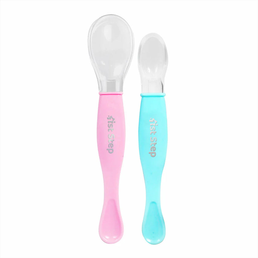 1st Step Dual Ended BPA Free Silicone Spoon Set (Pink)