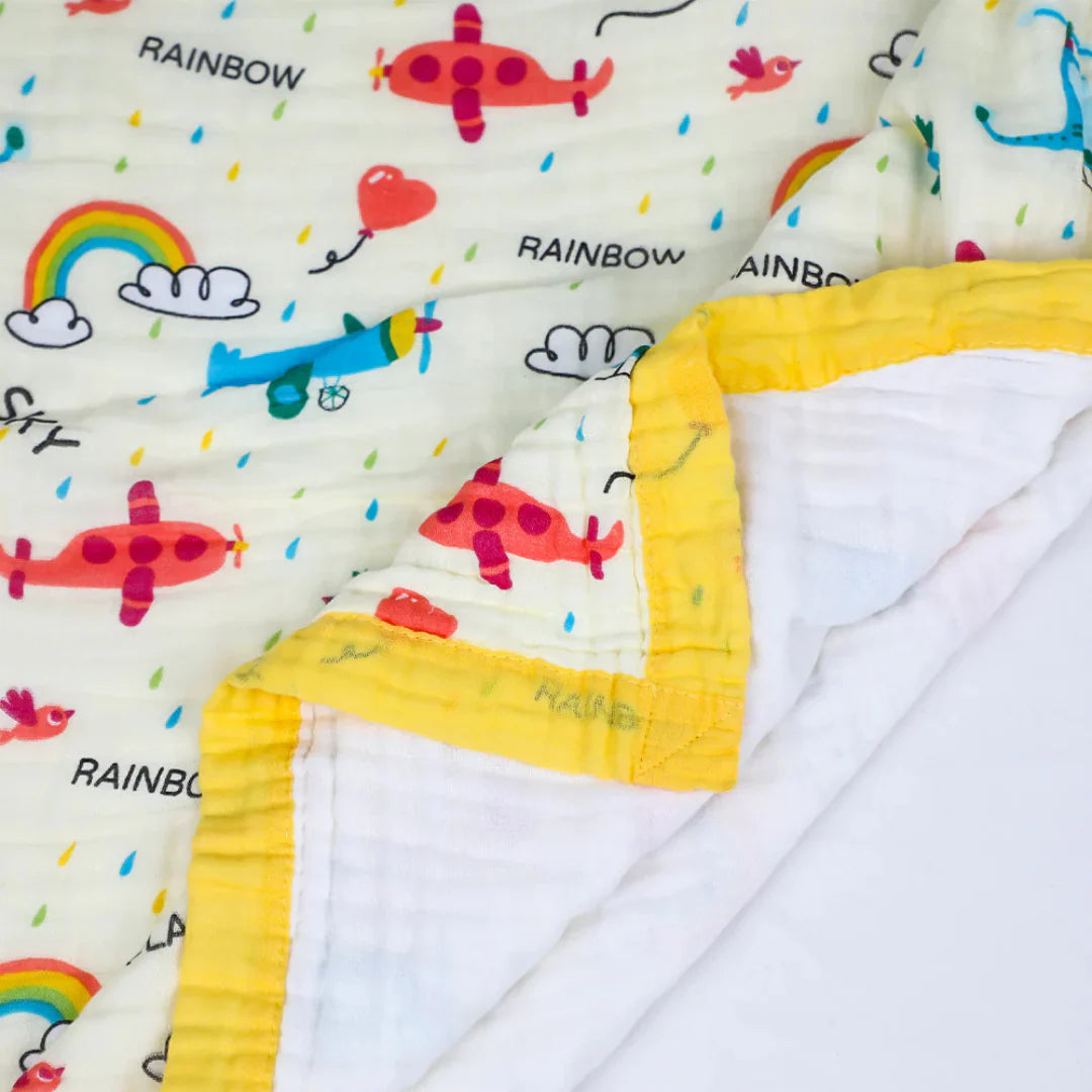 Happy Rainbow Muslin Baby Blanket