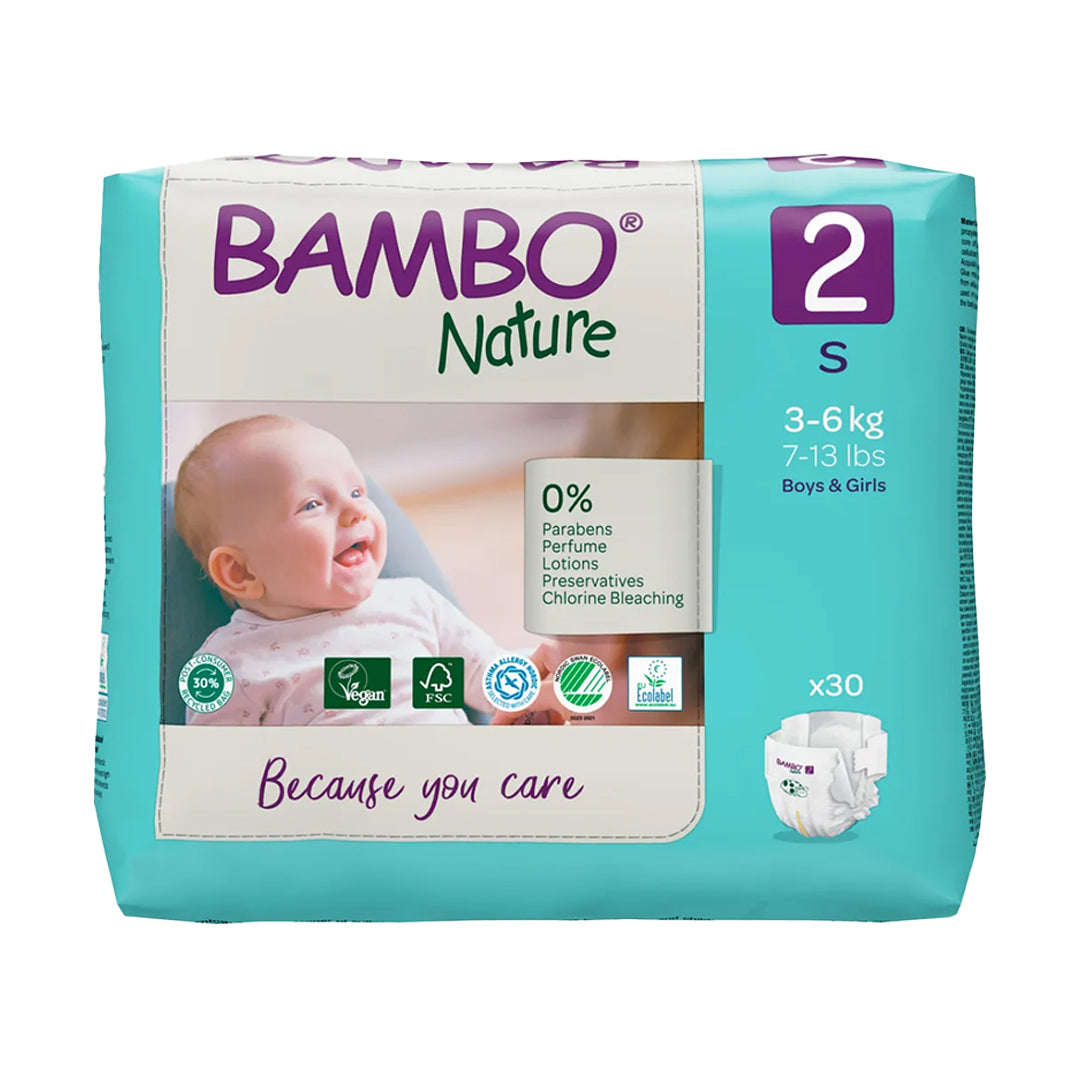 Bambo Nature Premium Baby Tape Diapers for Babies. Super Absorbent, Breathable, Extra Soft, Dermatologically Tested, Hypoallergenic Infant Nappies With Wetness Indicator