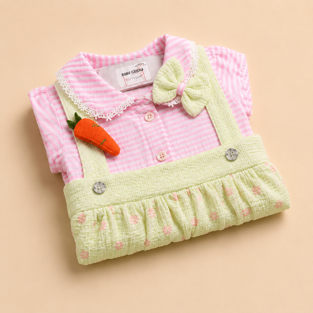 Baby Girl Floral Frock with Pink Check Top (0-12 Months) | Cute Casual Wear