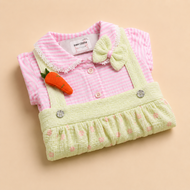 Baby Girl Floral Frock with Pink Check Top (0-12 Months) | Cute Casual Wear
