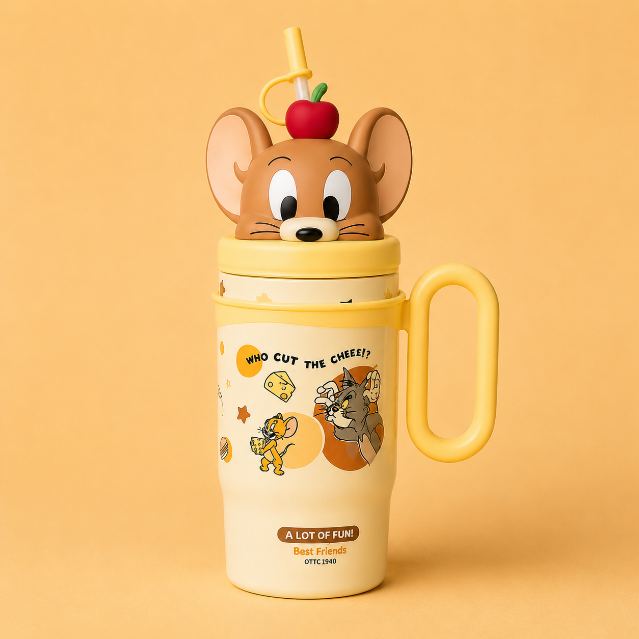 Cartoon Character Stainless Steel Insulated Straw Tumbler for Kids | Leak-Proof Sipper Cup with Handle
