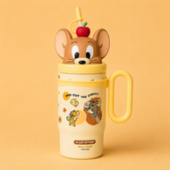 Cartoon Character Stainless Steel Insulated Straw Tumbler for Kids | Leak-Proof Sipper Cup with Handle