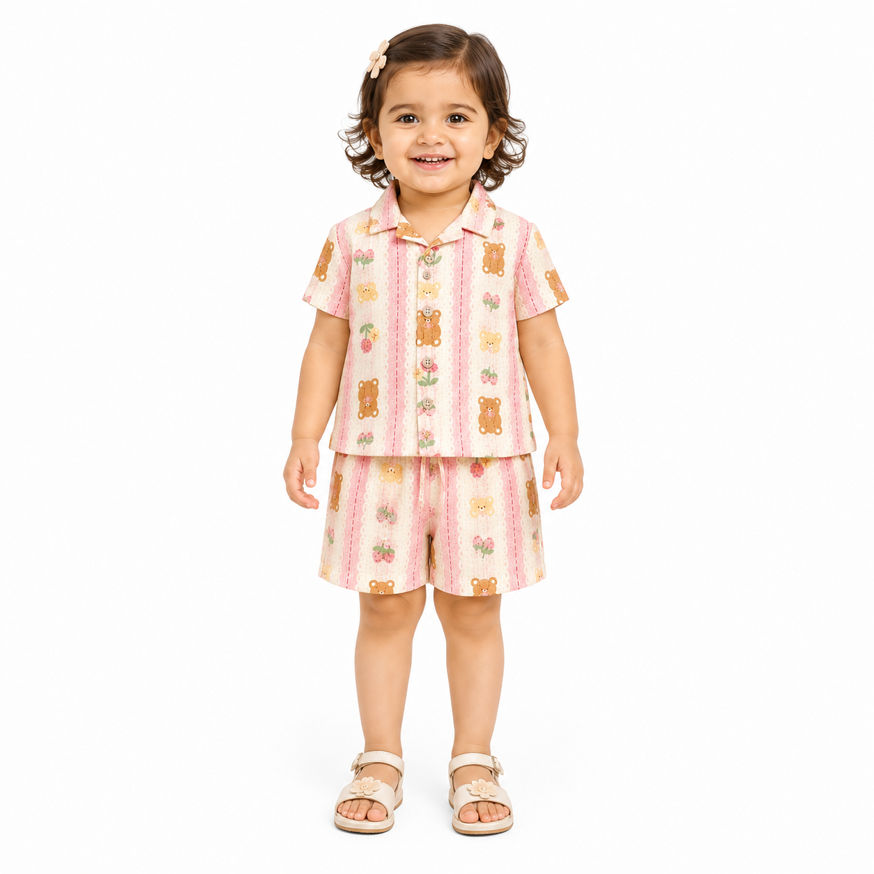 Teddy Bear Print Co-Ord Set for Babies (18-24 Months) | Soft & Breathable Unisex Wear