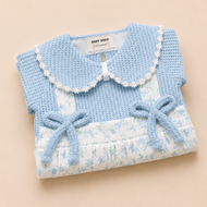 Blue Floral Cotton Frock for Baby Girls (0-12 Months) | Soft & Comfortable Infant Wear