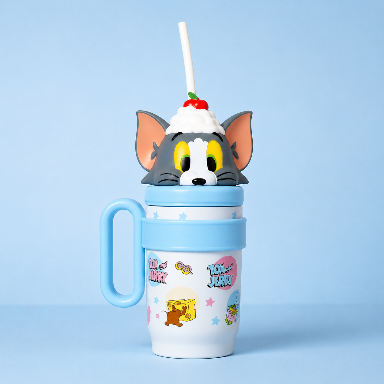 Cartoon Character Stainless Steel Insulated Straw Tumbler for Kids | Leak-Proof Sipper Cup with Handle