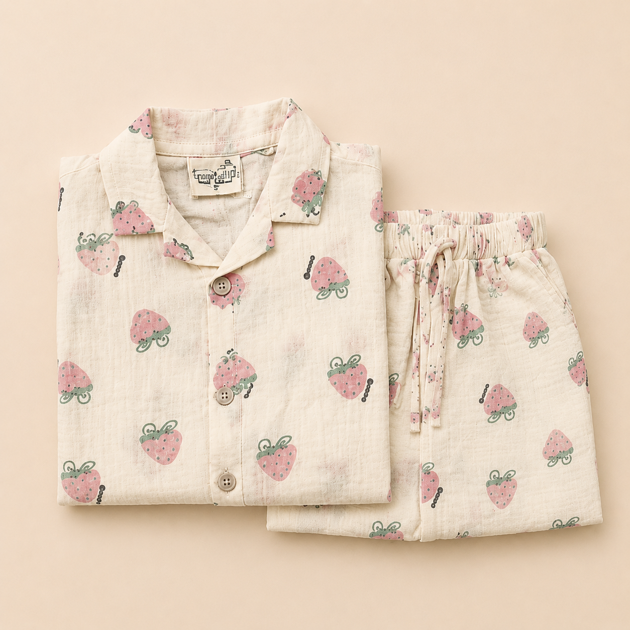 Strawberry Print Unisex Co-Ord Set for Babies (0-24 Months) | Soft & Breathable Summer Wear