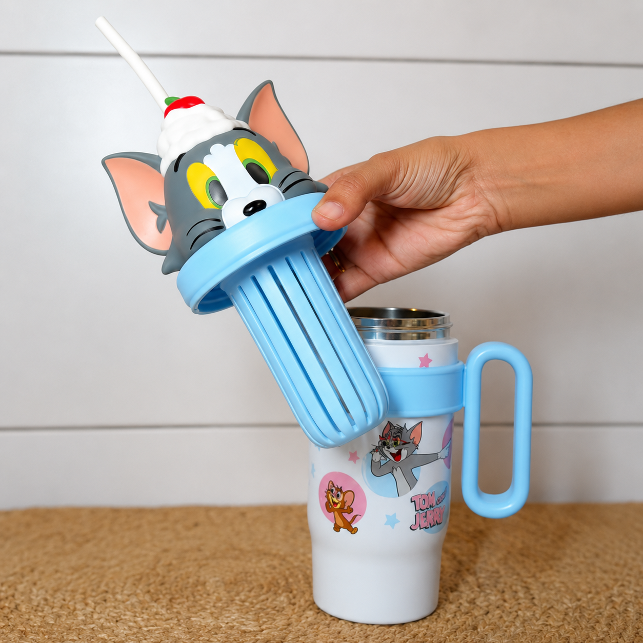 Cartoon Character Stainless Steel Insulated Straw Tumbler for Kids | Leak-Proof Sipper Cup with Handle