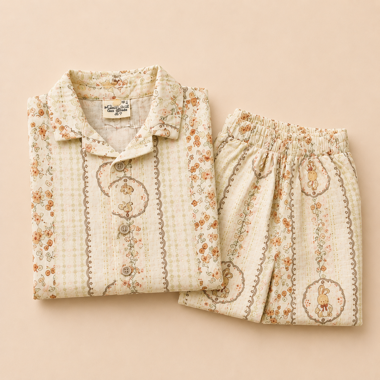 Bunny Print Cotton Co-Ord Set for Babies (0-24 Months) | Soft & Comfortable Unisex Wear