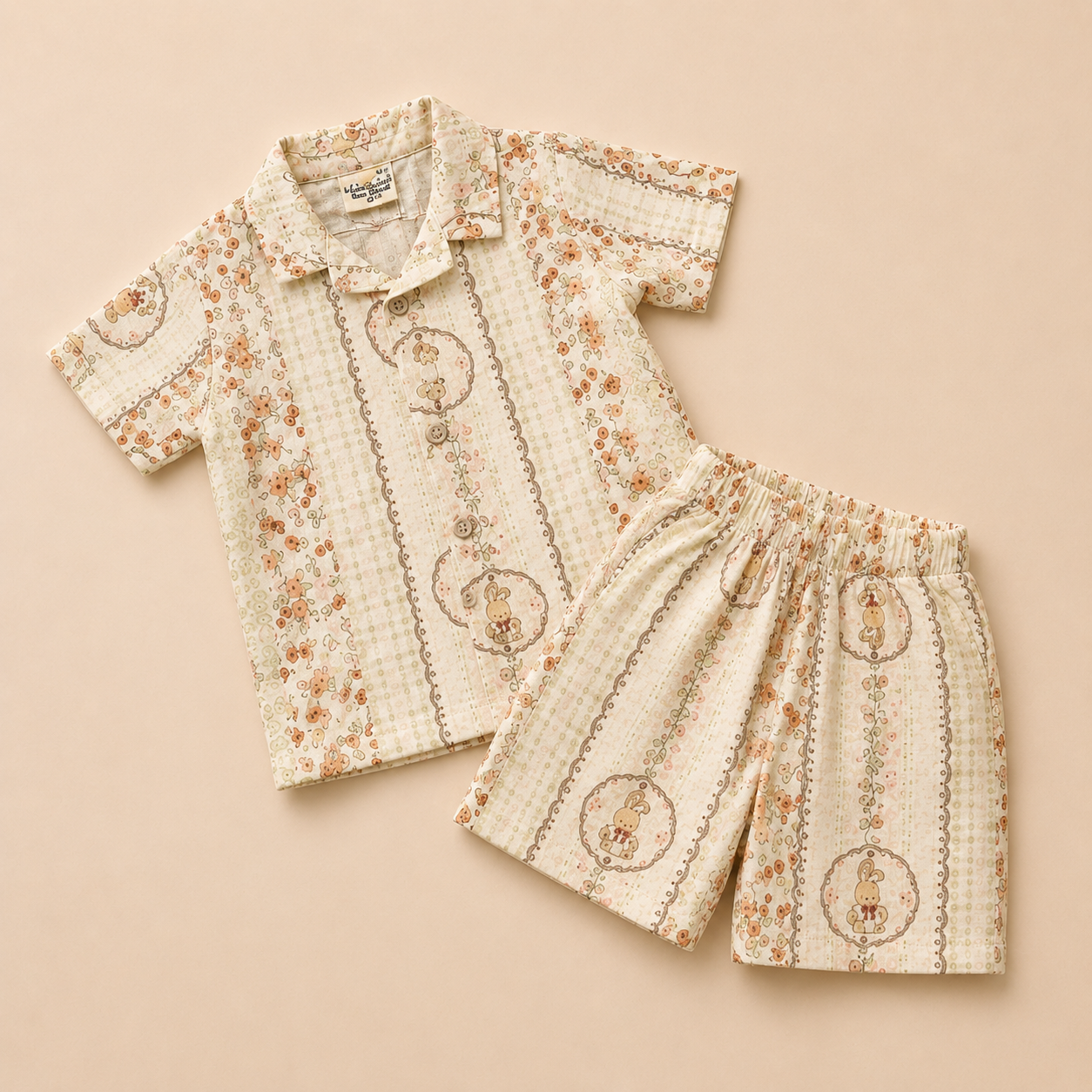 Bunny Print Cotton Co-Ord Set for Babies (0-24 Months) | Soft & Comfortable Unisex Wear