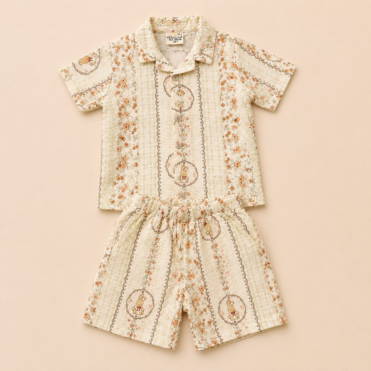 Bunny Print Cotton Co-Ord Set for Babies (0-24 Months) | Soft & Comfortable Unisex Wear