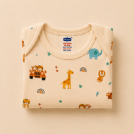 Safari Print Cotton Baby Bodysuit (0-12 Months) | Soft & Breathable Onesie